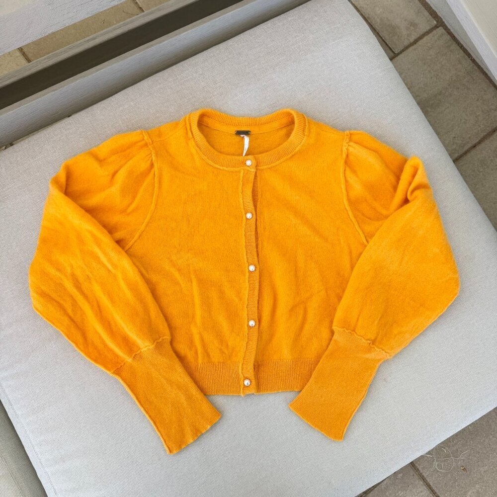 Free People Pearl Cashmere Sweater Cardigan Orange Large